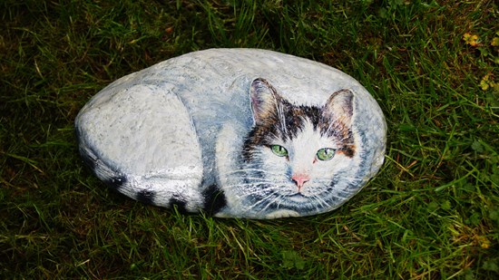 Mačka na kamnu - spominski kamen